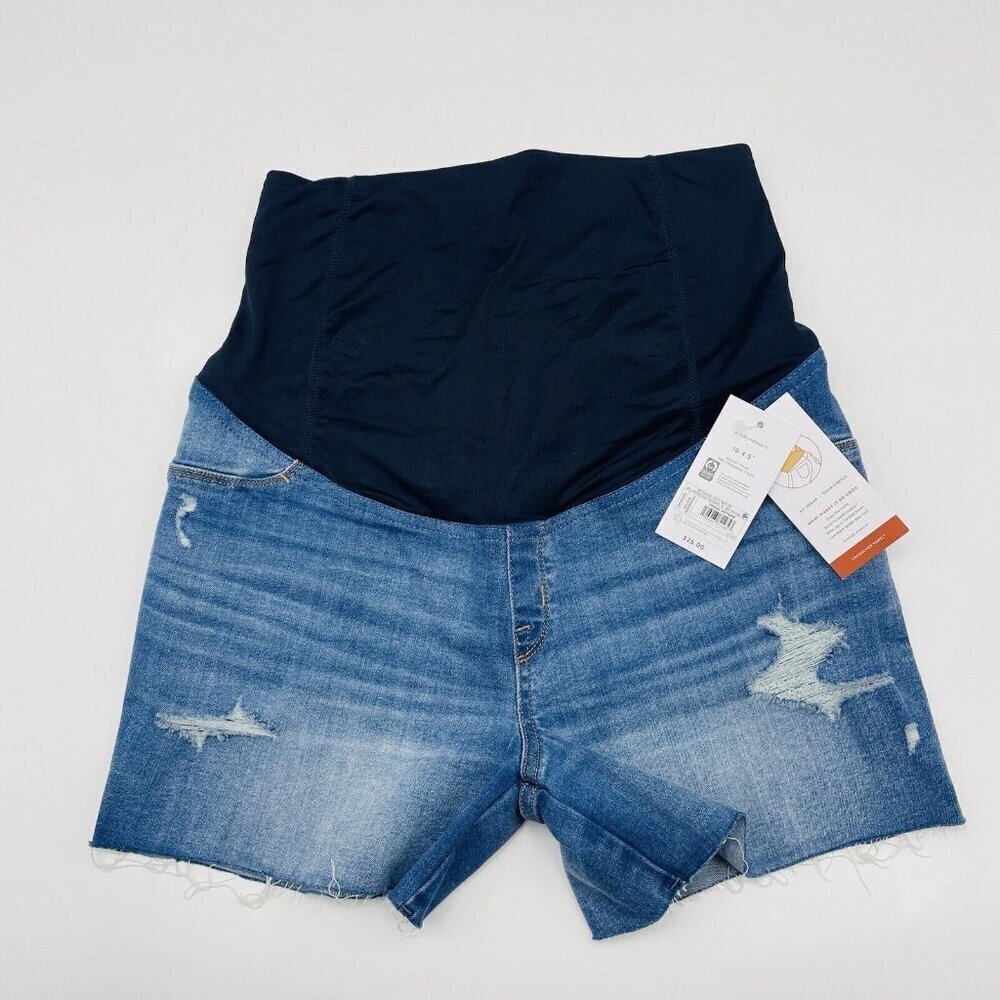 Isabel Maternity by Ingrid & Isabel Size 10 Over Belly Full Panel Jean Shorts - Picture 2 of 7